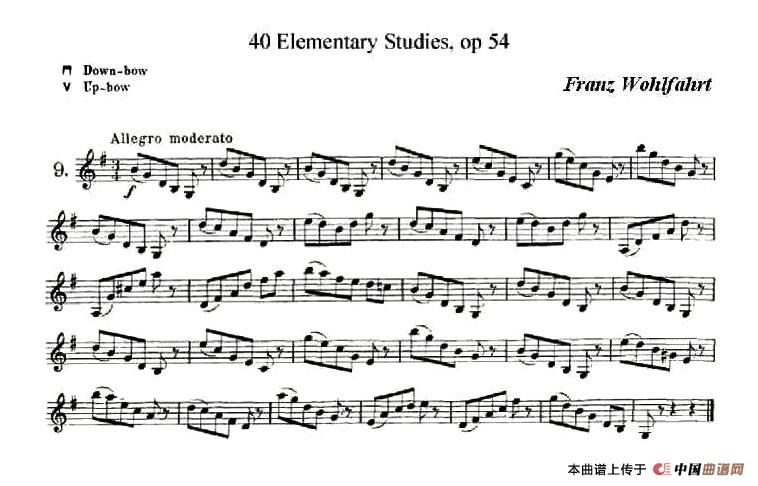 40首小提琴初级技巧练习曲之九(1)_原文件名：18Franz Wohlfahrt,  40 Elementary Studies, Op. 54-004.jpg