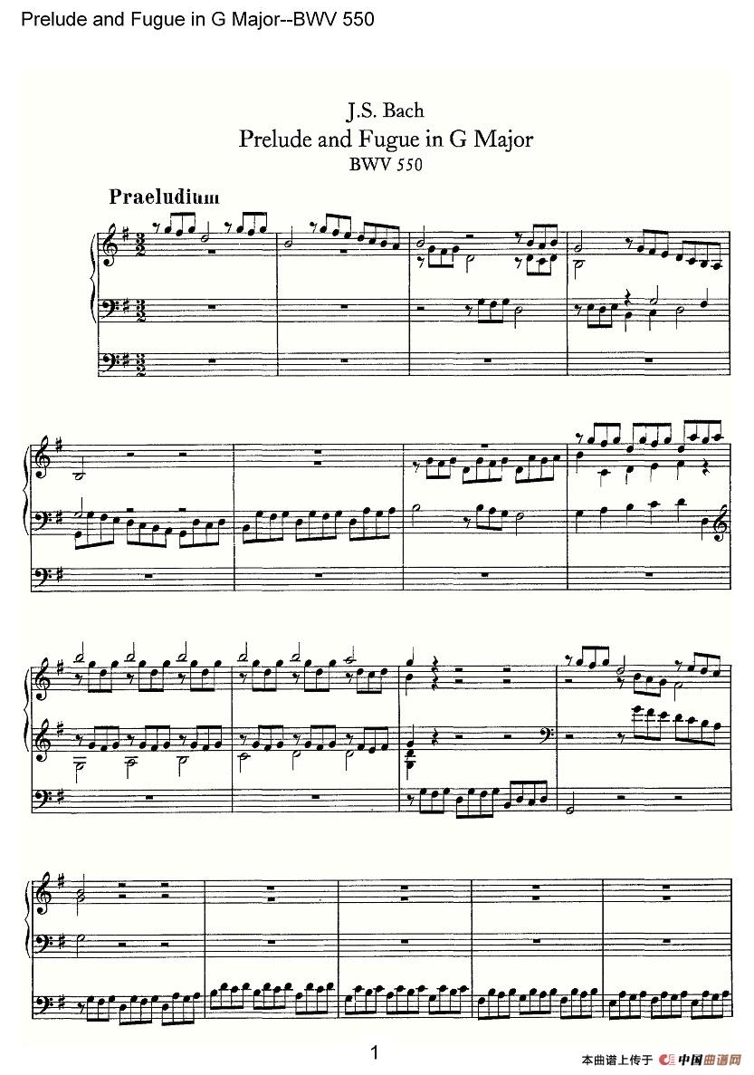Prelude and Fugue in G Major--BWV 550(管风琴谱)(1)_原文件名:550-001.jpg