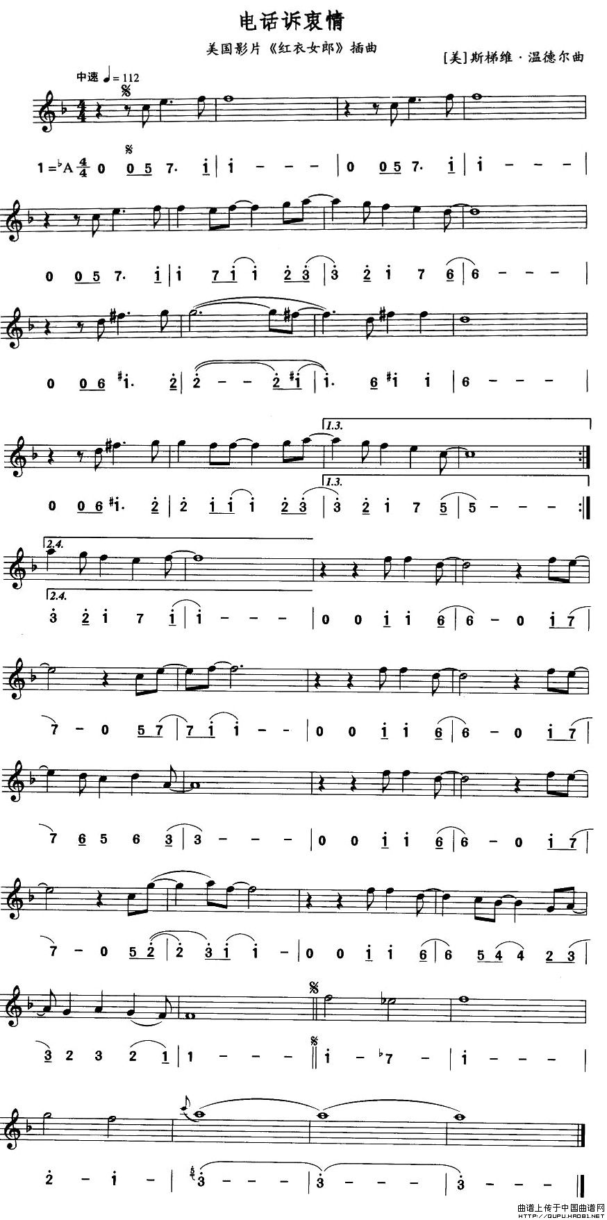 电话诉衷情(美国电影《红衣女郎》插曲)(线简谱对照版)(1)_原文件名:电话诉衷情1.jpg