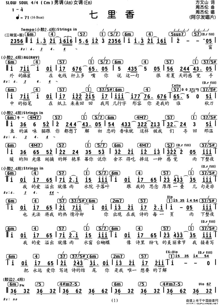 七里香(编配乐谱)(1)_原文件名:七里香1.jpg