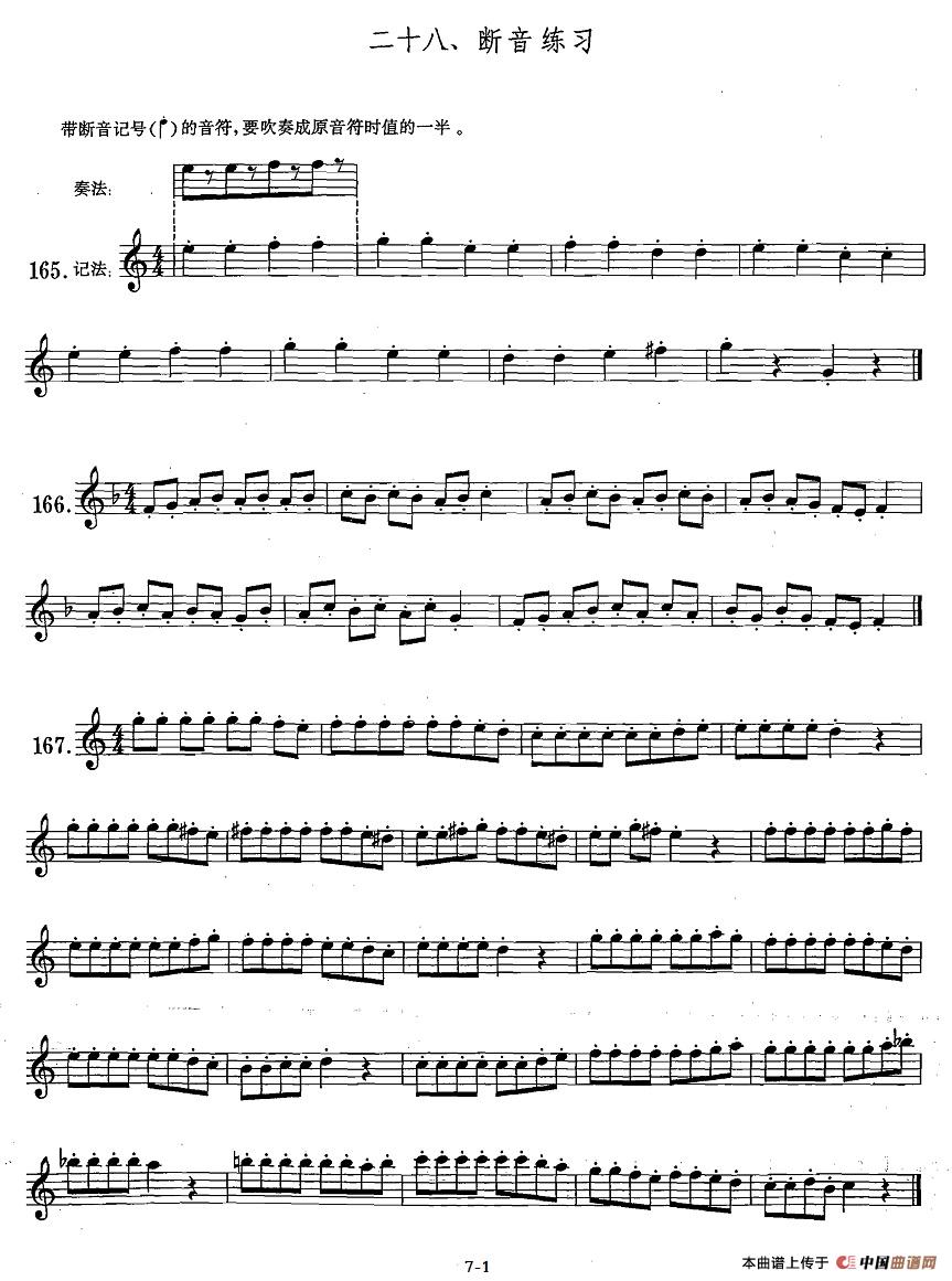 萨克斯练习曲合集(1—28)断音练习(1)_原文件名:7.1.jpg