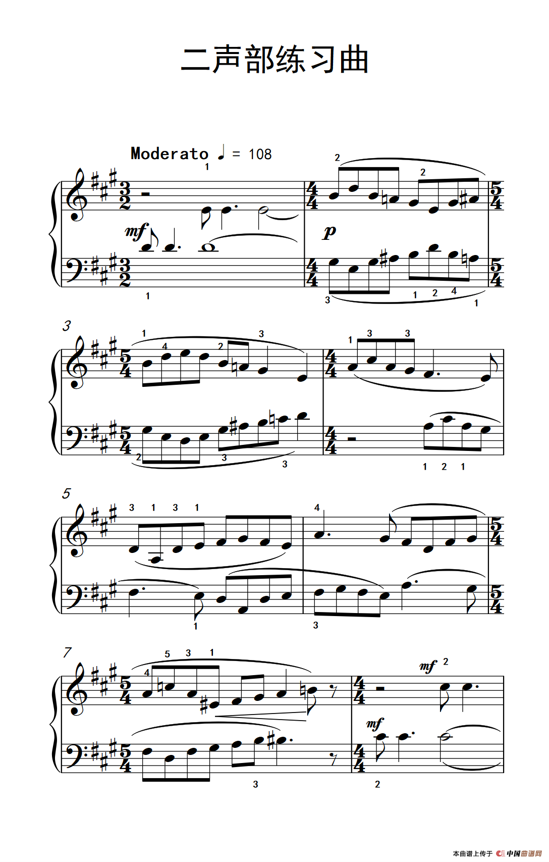 二声部练习曲(巴托克 小宇宙 钢琴教程 4)(1)_原文件名:223_121_1.png