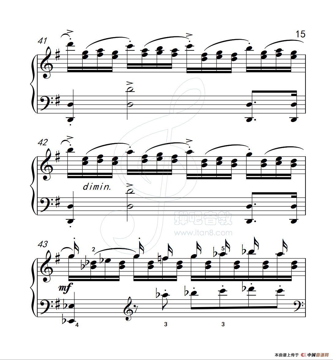 练习曲 54(克拉莫钢琴练习曲60首)(1)_原文件名:112_54_15.png