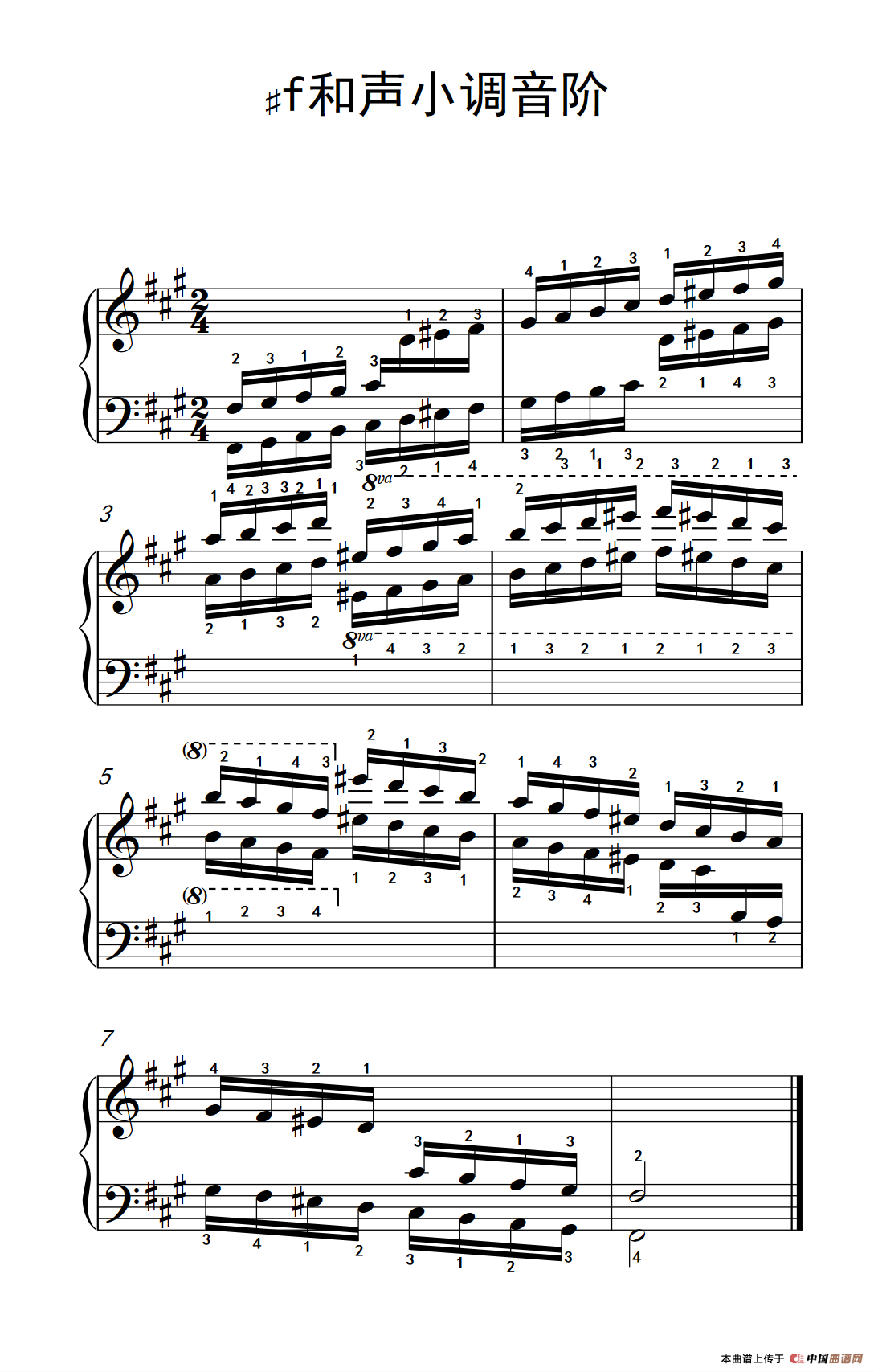 第五级 8.♯f和声小调音阶（中央音乐学院 钢琴（业余）考级教程 4-6级）(1)_原文件名：266_55_1.png