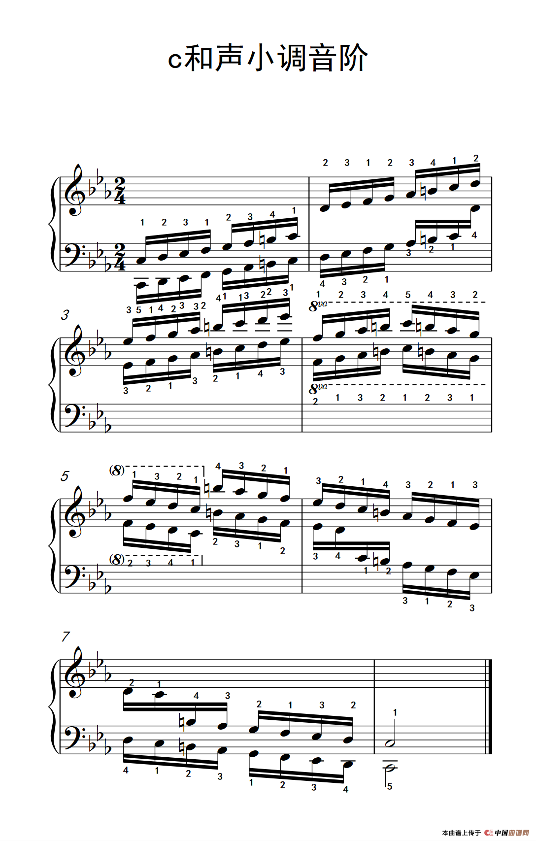 第五级 18.c和声小调音阶（中央音乐学院 钢琴（业余）考级教程 4-6级）(1)_原文件名：266_65_1.png