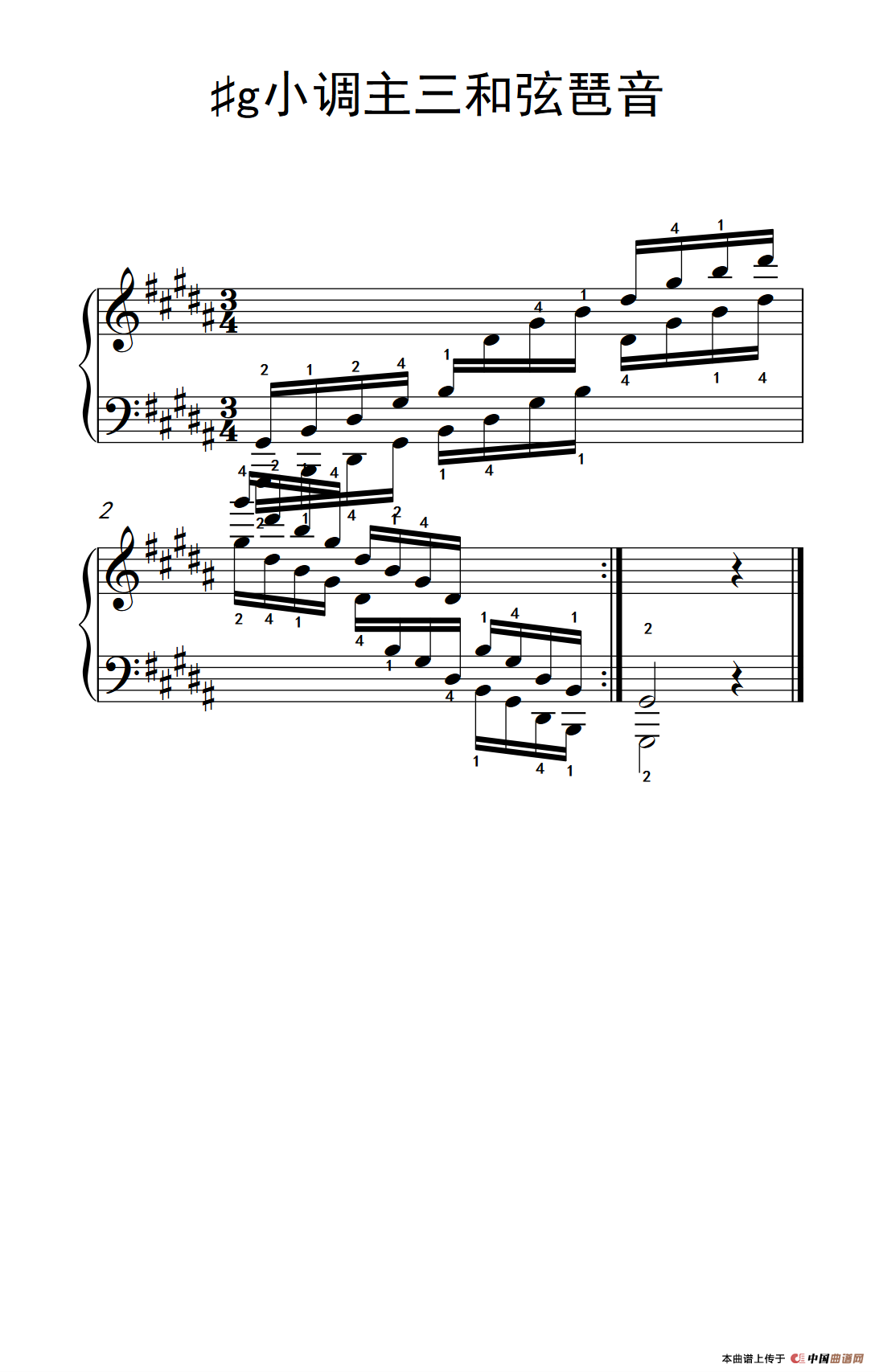 第五级 12.♯g小调主三和弦琶音（中央音乐学院 钢琴（业余）考级教程 4-6级）(1)_原文件名：266_79_1.png