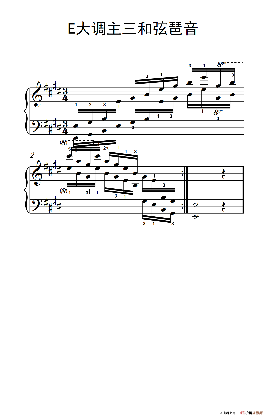 第五级 13.E大调主三和弦琶音（中央音乐学院 钢琴（业余）考级教程 4-6级）(1)_原文件名：266_80_1.png