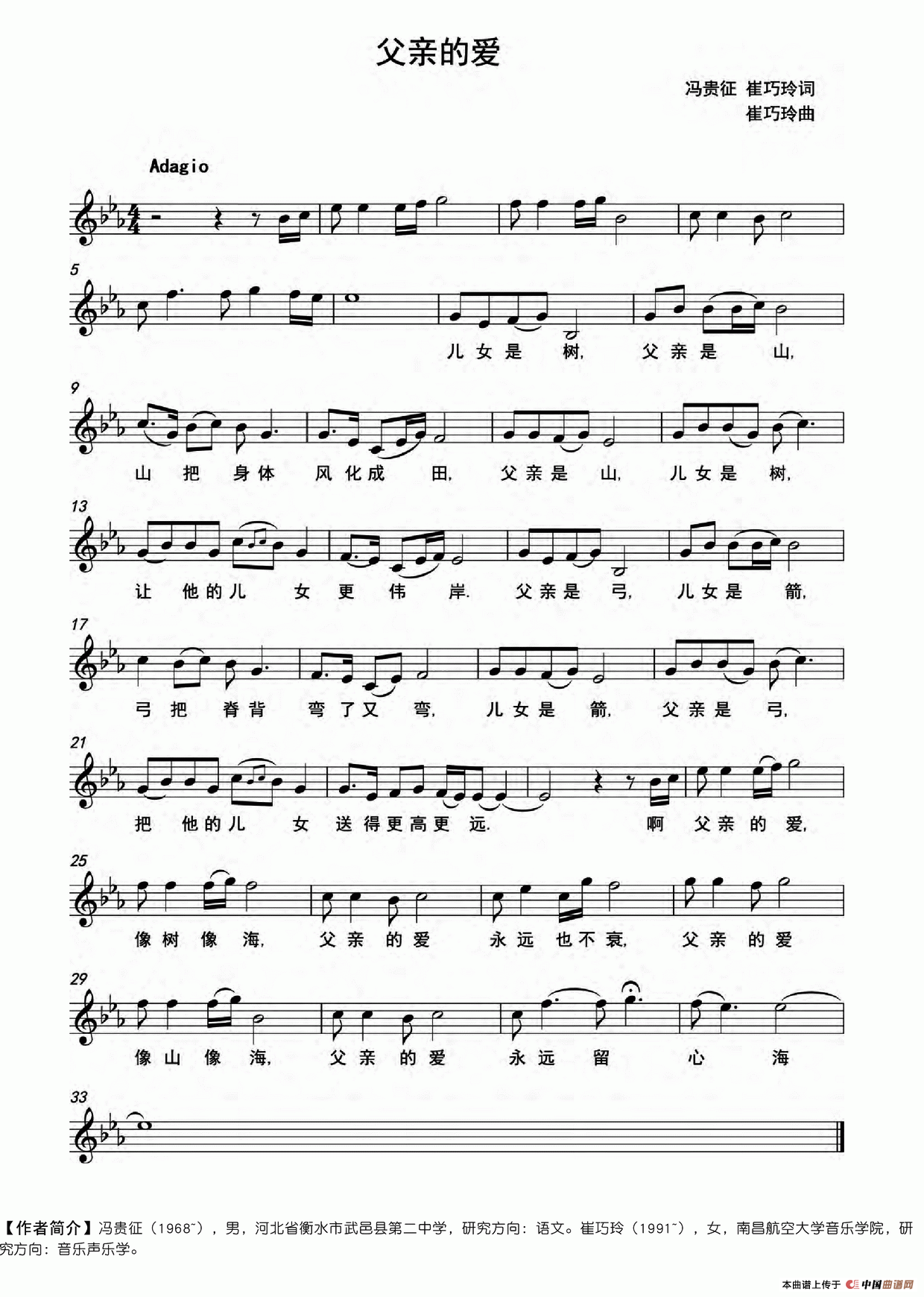父亲的爱(冯贵征 崔巧玲词 崔巧玲曲)(五线谱)(1)_原文件名:父亲的爱.png