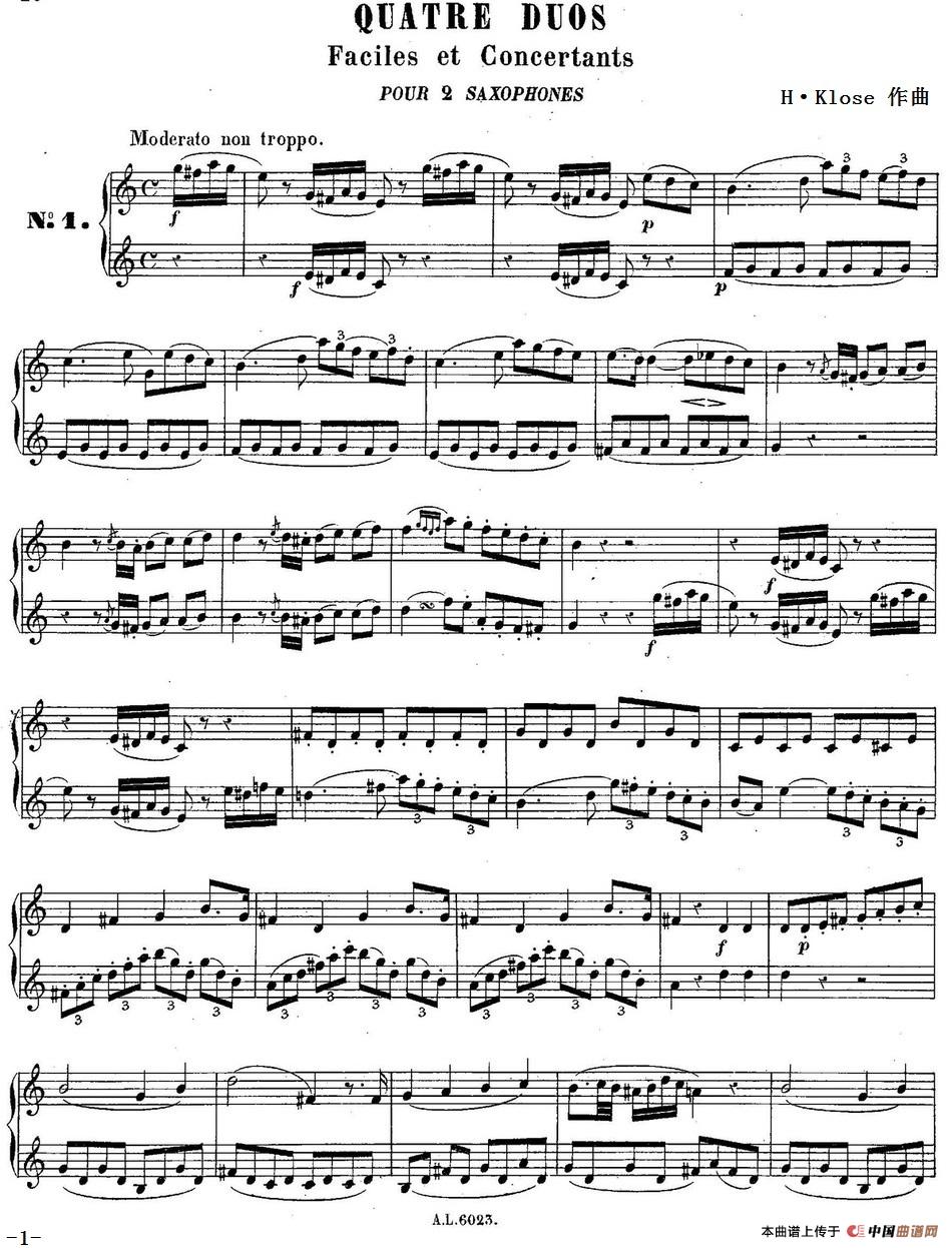 H·Klose练习曲（Quatre Duos Faciles et Concertants Pour 2 Saxophones—No.1）(1)_原文件名：HKlose二重奏练习曲_页面_30_缩小大小.jpg