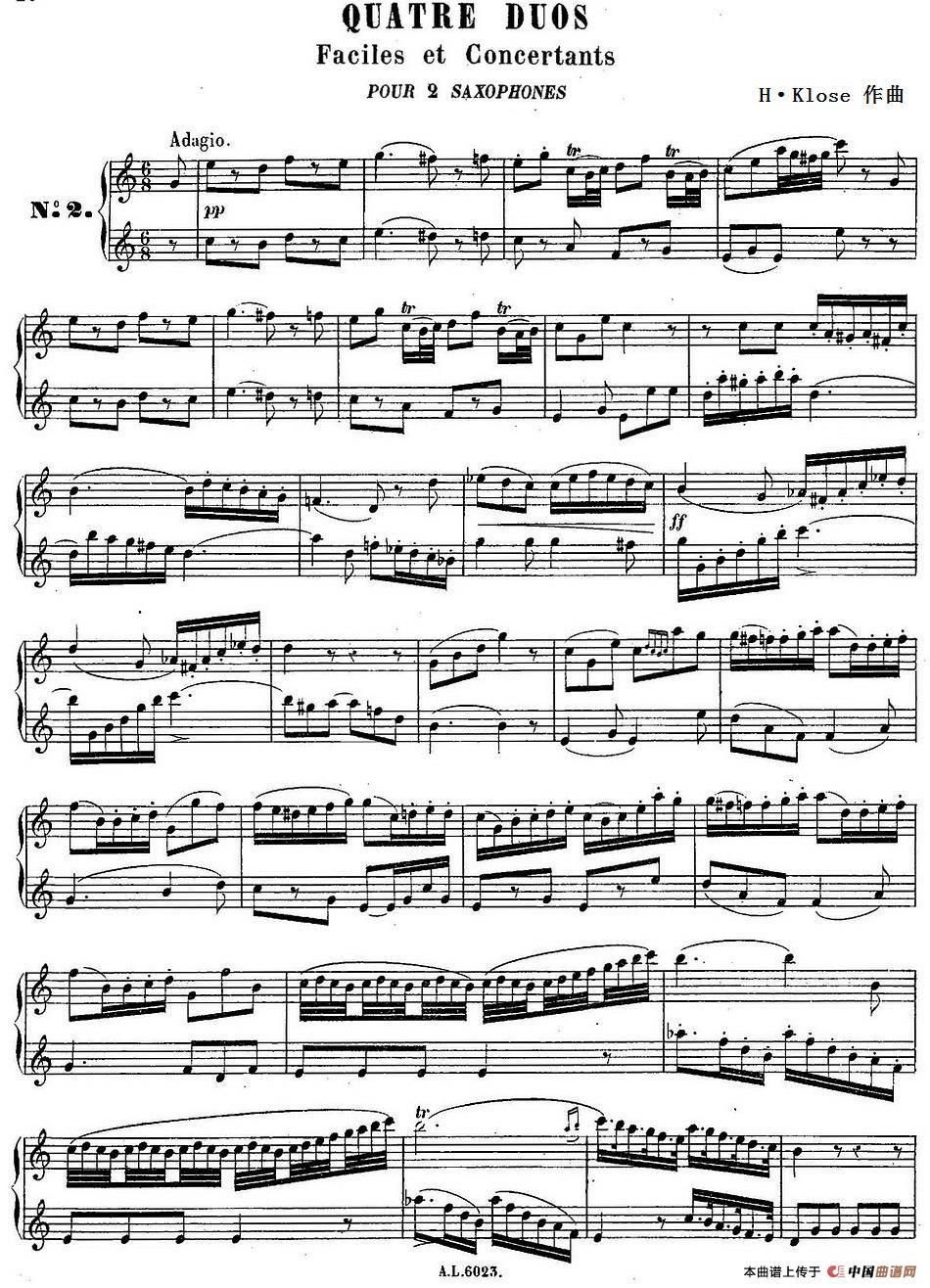 H·Klose练习曲（Quatre Duos Faciles et Concertants Pour 2 Saxophones—No.2）(1)_原文件名：HKlose二重奏练习曲_页面_34_缩小大小-.jpg