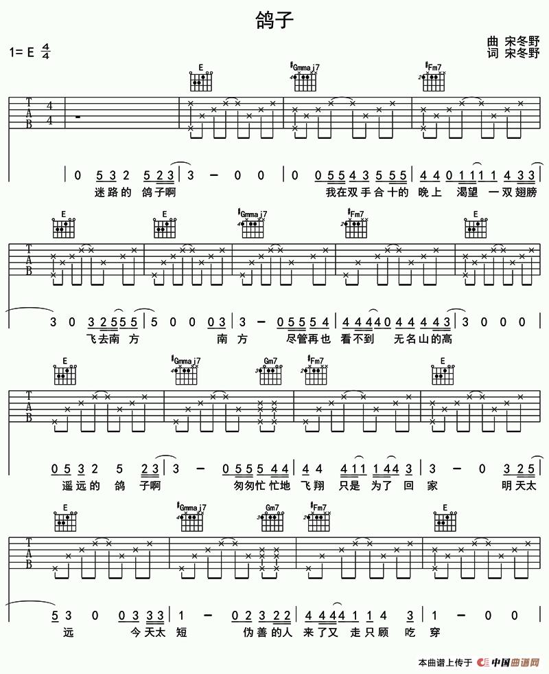 鸽子(宋冬野 词曲)(1)_原文件名:1.jpg