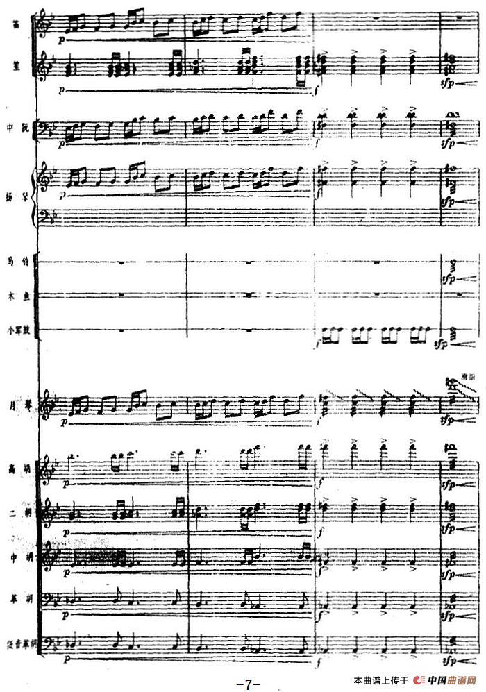 月琴组曲:一、赛马(民族管弦乐总谱)(1)_原文件名:月琴组曲:一、赛马(民族管弦乐总谱)刘锡津曲 冯少先订指法7.png