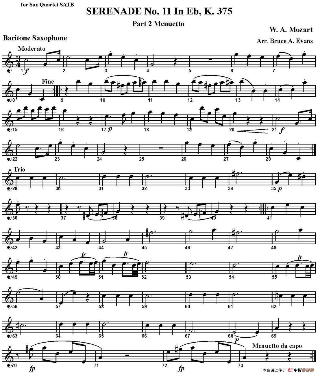 SERENADE No.11 in Eb，K.375 Part 2 Menuetto（四重奏·上低音萨克斯分谱）(1)_原文件名：SERENADE No.11 in Eb，K.375 Part 2 Menuetto_页面_4.jpg