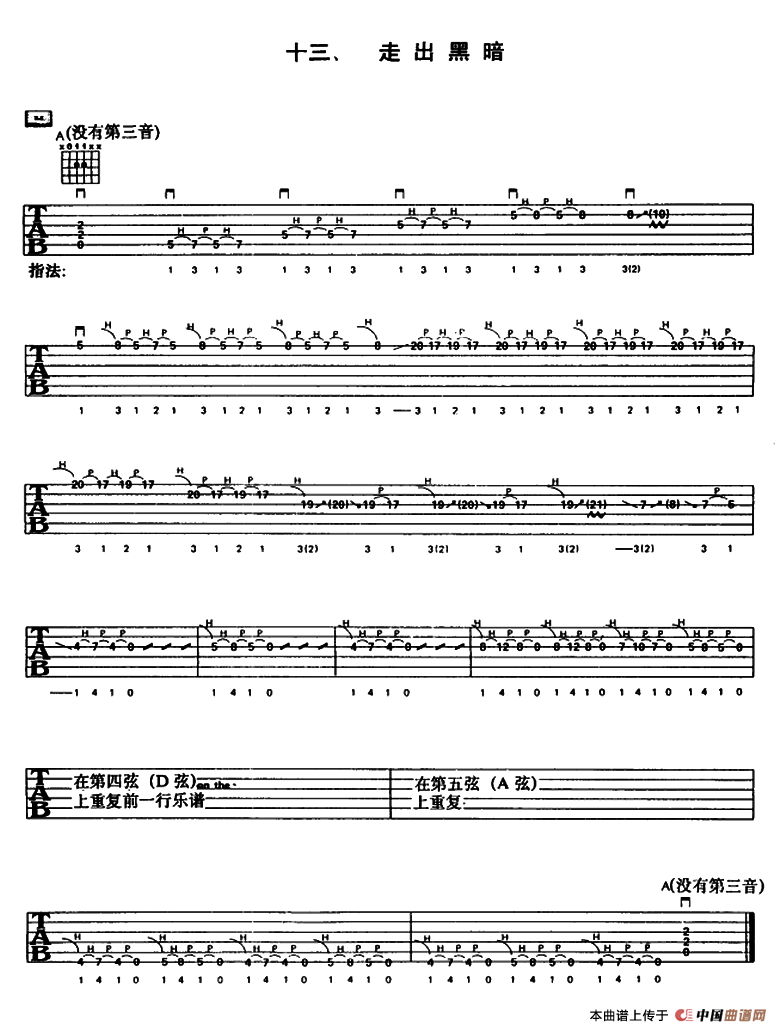 重金属吉他演奏示范曲谱(十三、走出黑暗)(1)_原文件名:000146.png