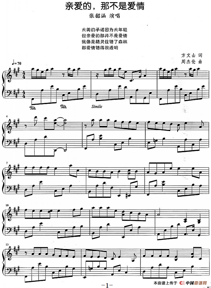 流行歌曲改编的钢琴曲:亲爱的,那不是爱情(1)_原文件名:流行歌曲改编的钢琴曲:亲爱的,那不是爱情 方文山词 周杰伦曲 张韶涵演唱.png