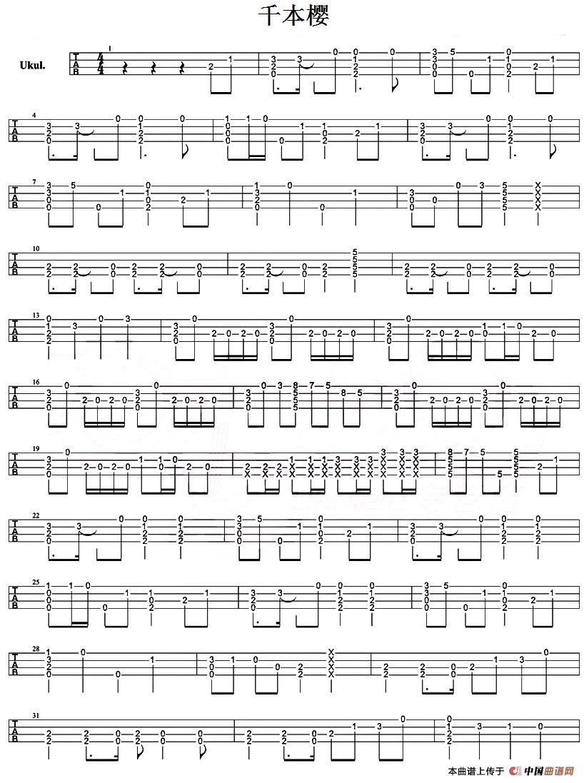 千本樱(尤克里里指弹谱)(1)_原文件名:千本樱(尤克里里指弹谱).jpg