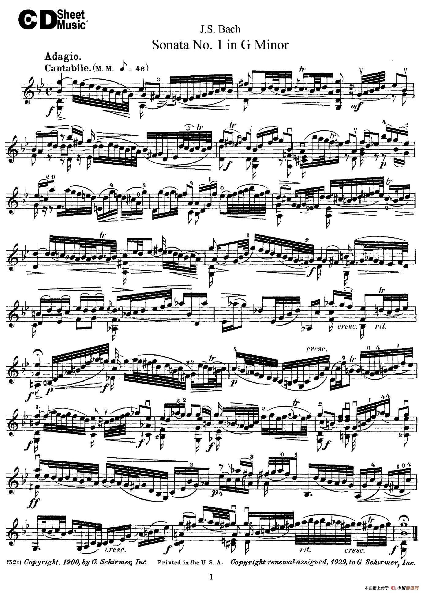 6 Violin Sonatas and Partitas 1.Sonata No.1 G Minor(1)_原文件名：001.jpg