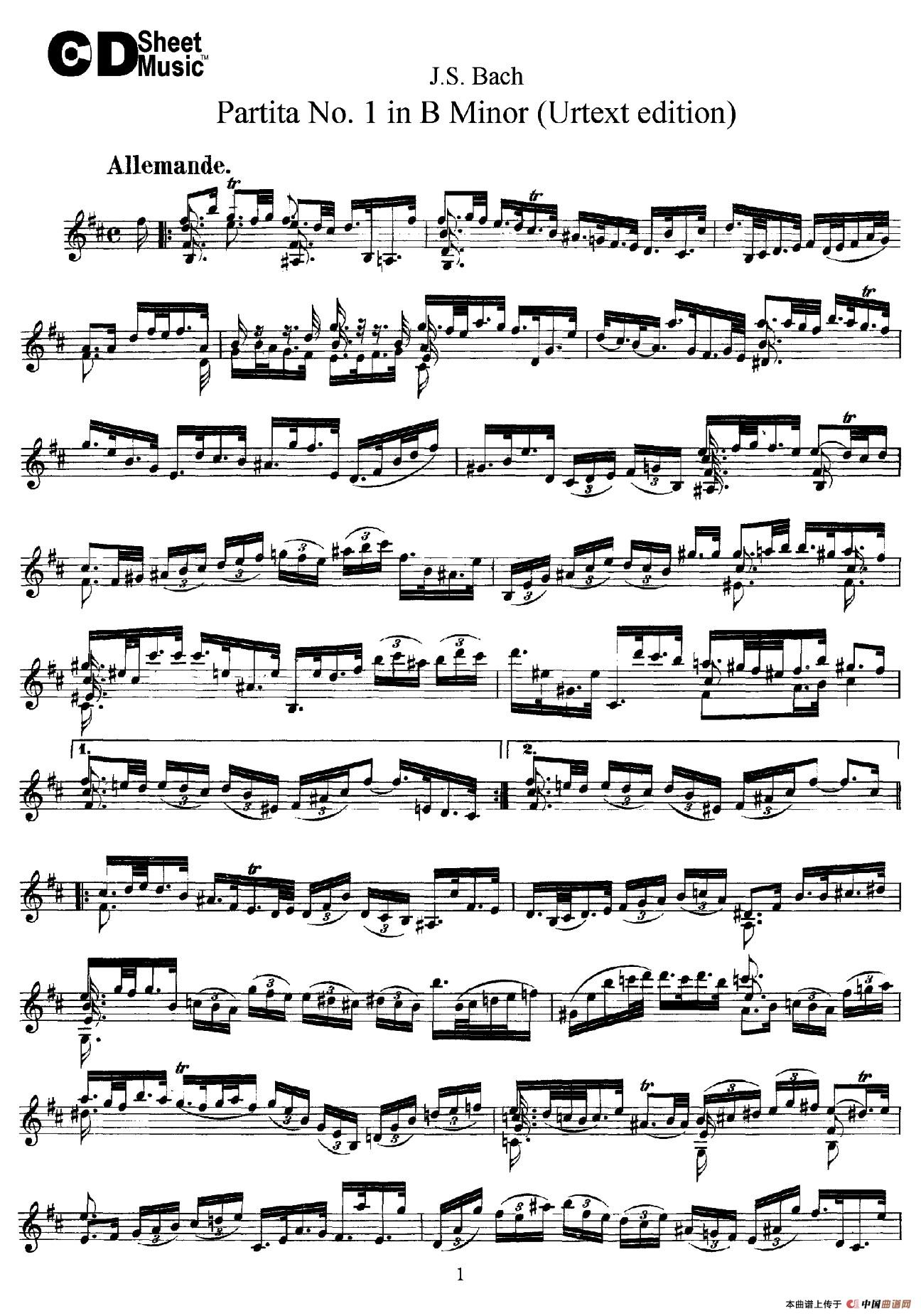 6 Violin Sonatas and Partitas 2.Partita No.1 B Minor（Urtext edition）(1)_原文件名：001.jpg