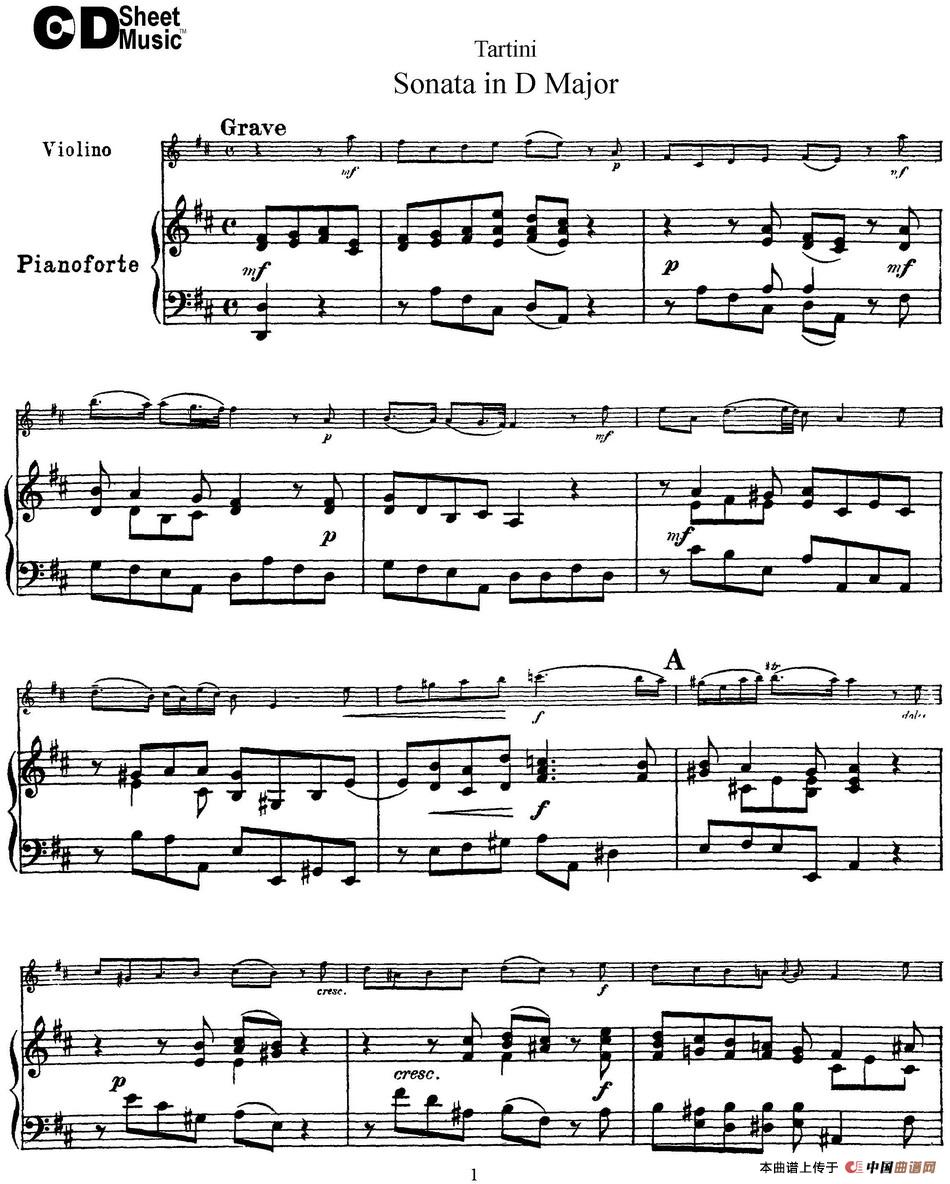 Violin Sonata in D Major(小提琴+钢琴伴奏)(1)_原文件名:Violin Sonata in D Major(小提琴+钢琴伴奏)_页面_01.jpg