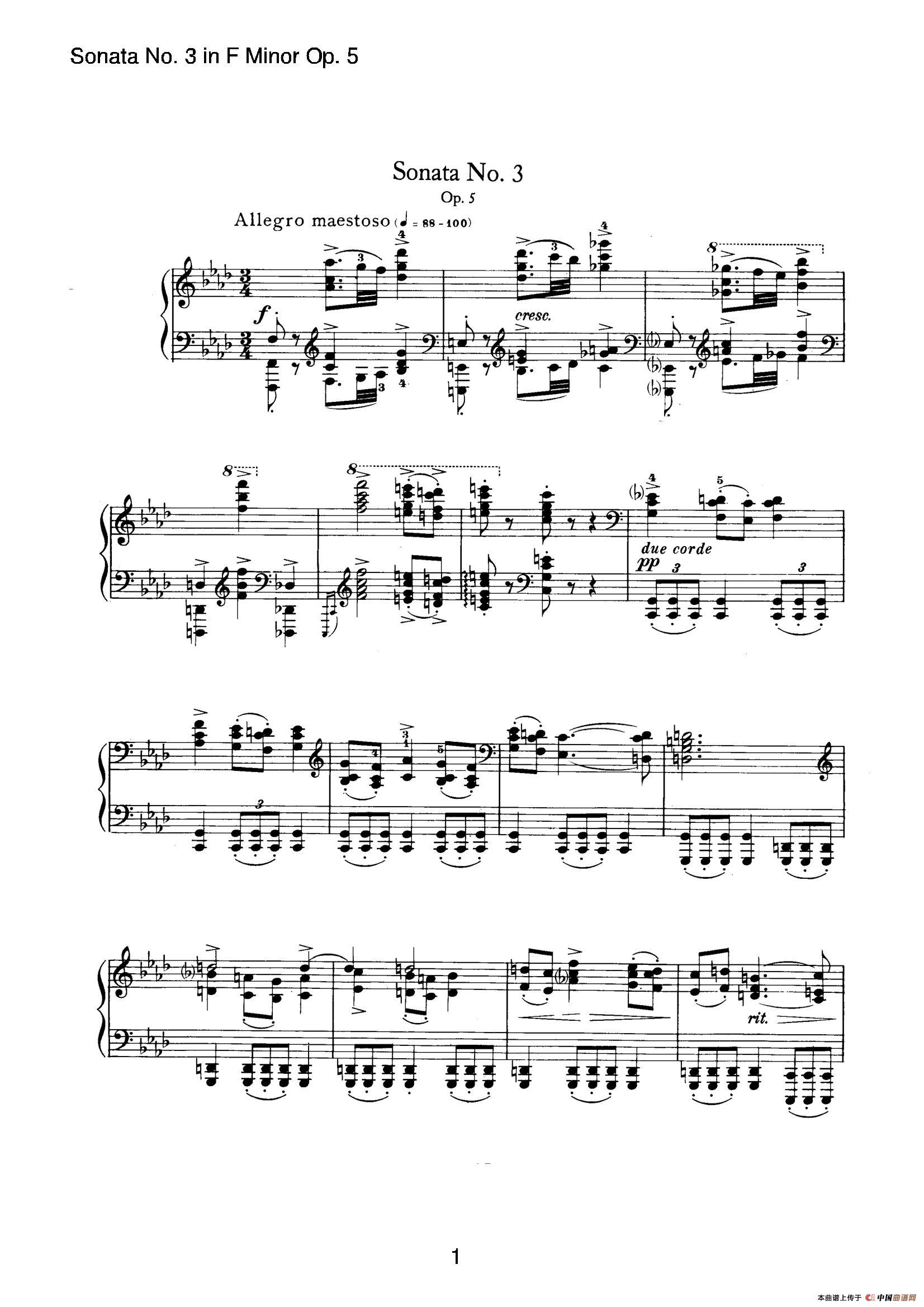 Piano Sonata No.3 in f Minor Op.5(f小调第三钢琴奏鸣曲)(1)_原文件名:001.jpg