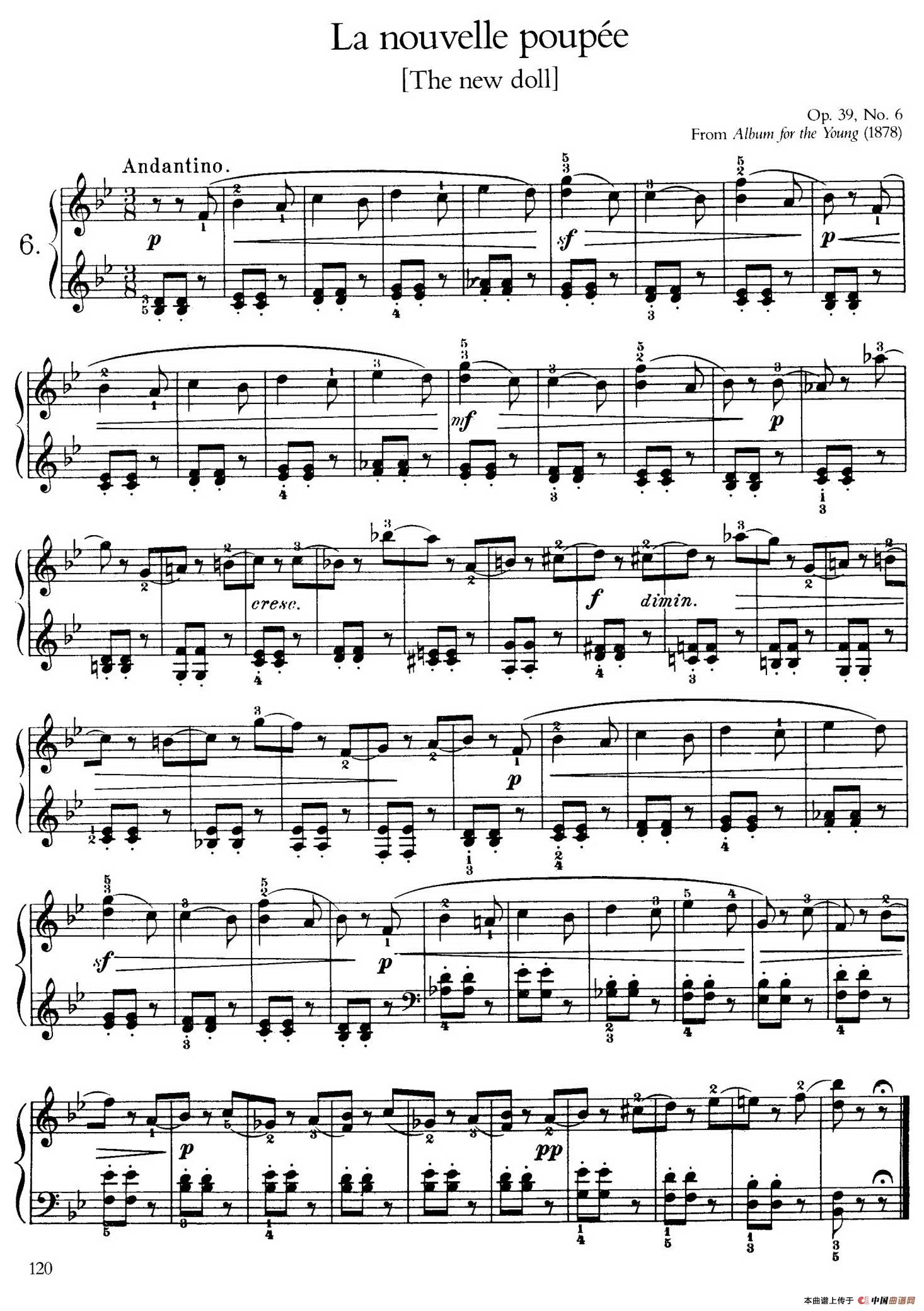 Album for the Young Op.39(儿童钢琴曲集)(6. 新洋娃娃 The New Doll)(1)_原文件名:008.jpg