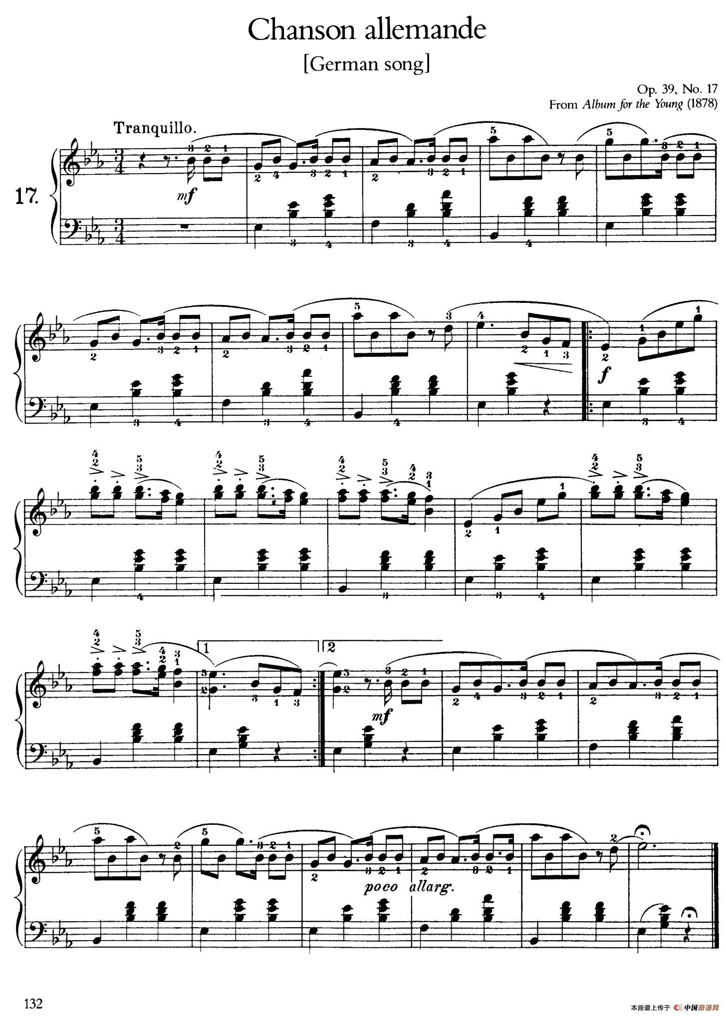 Album for the Young Op.39(儿童钢琴曲集)(17. 德国歌曲 German Song (Lanler))(1)_原文件名:020.jpg