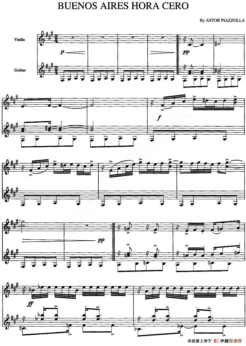 BUENOS AIRES HORA CERO(小提琴+吉他)(1)_原文件名:BUENOS AIRES HORA CERO(小提琴+吉他)皮亚佐拉曲.jpg