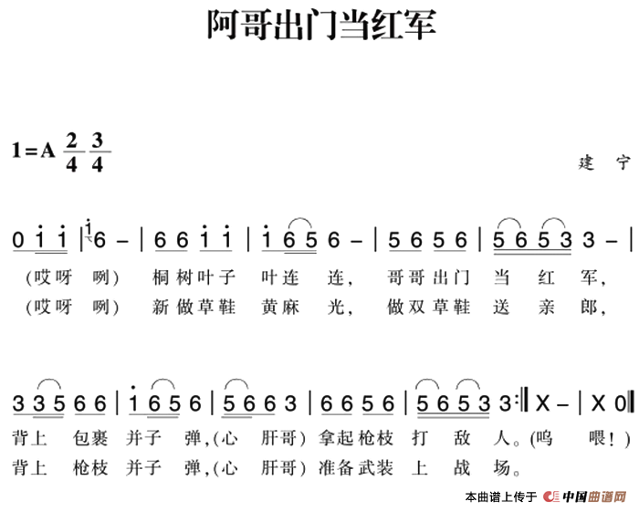 赣南闽西红色歌曲:阿哥出门当红军(1)_原文件名:赣南闽西红色歌曲:阿哥出门当红军 建宁民歌.png