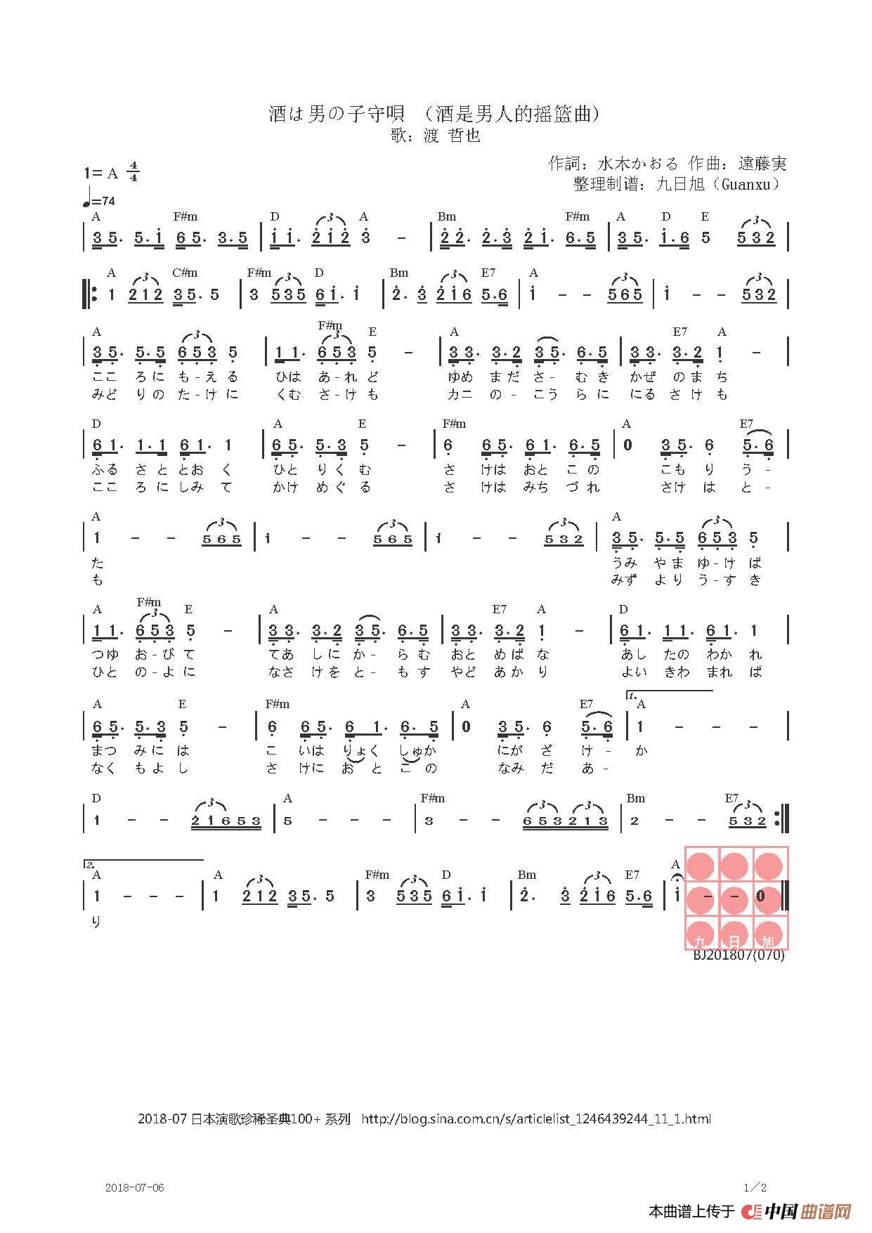 【日】酒は男の子守唄(酒是男人的摇篮曲)(1)_原文件名:酒は男の子守唄(日语简谱)_页面_1.jpg