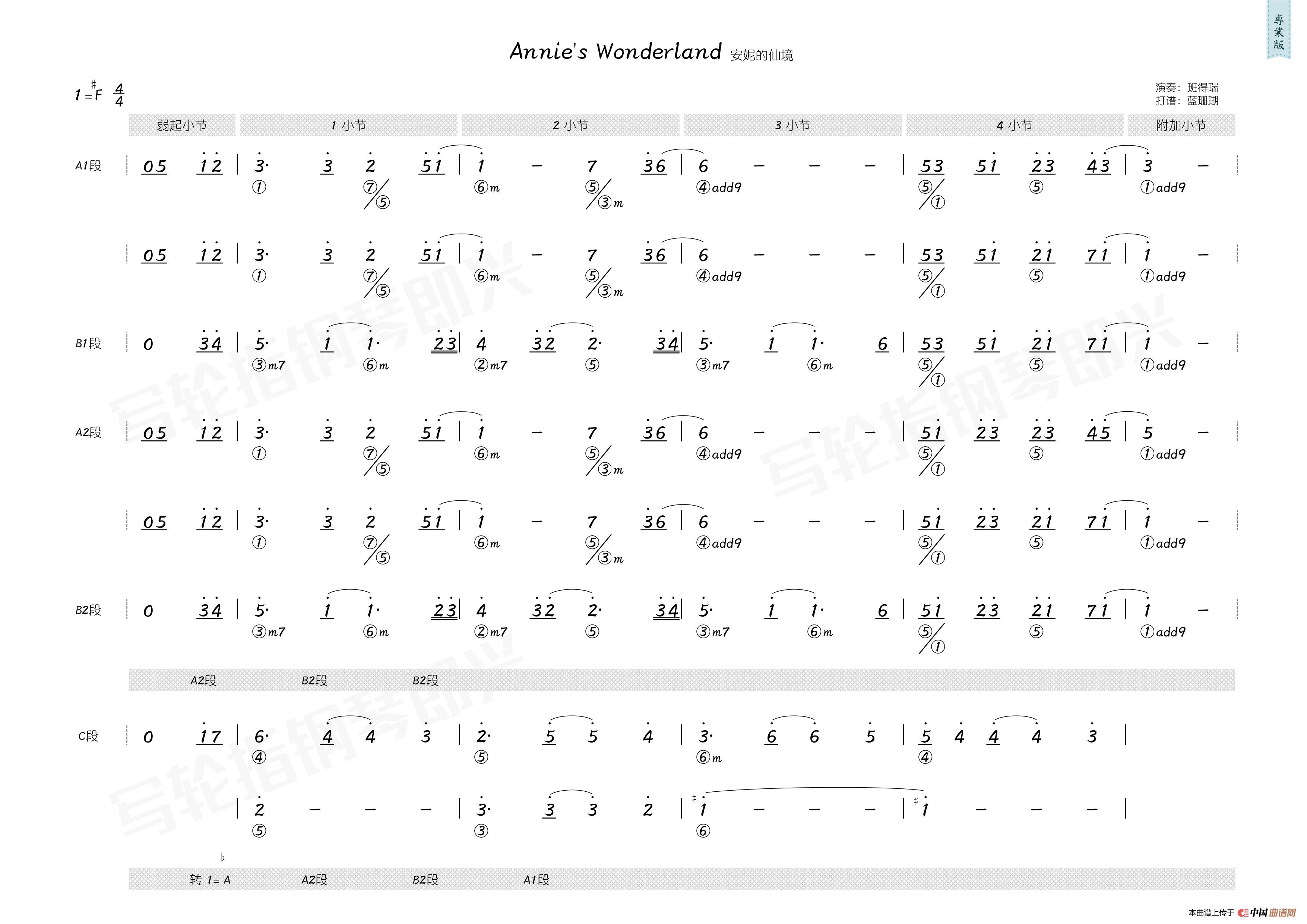 安妮的仙境Annie's Wonderland(简和谱)(1)_原文件名:A安妮的仙境Annie's Wonderland(专业版).jpg