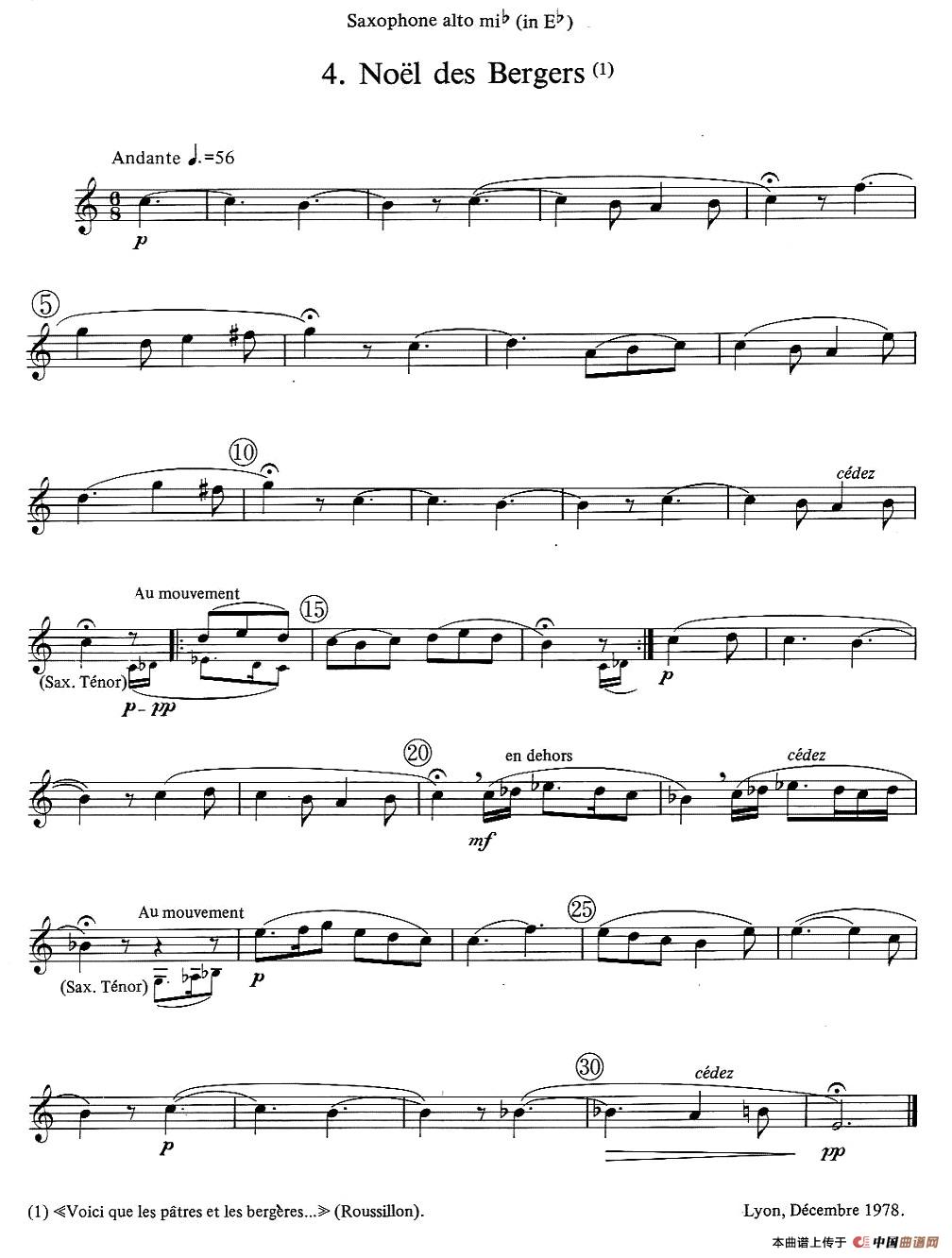 jean Bouvard 编写的6首萨克斯四重奏(中音萨克斯分谱)(1)_原文件名:noels-alto (4).jpg