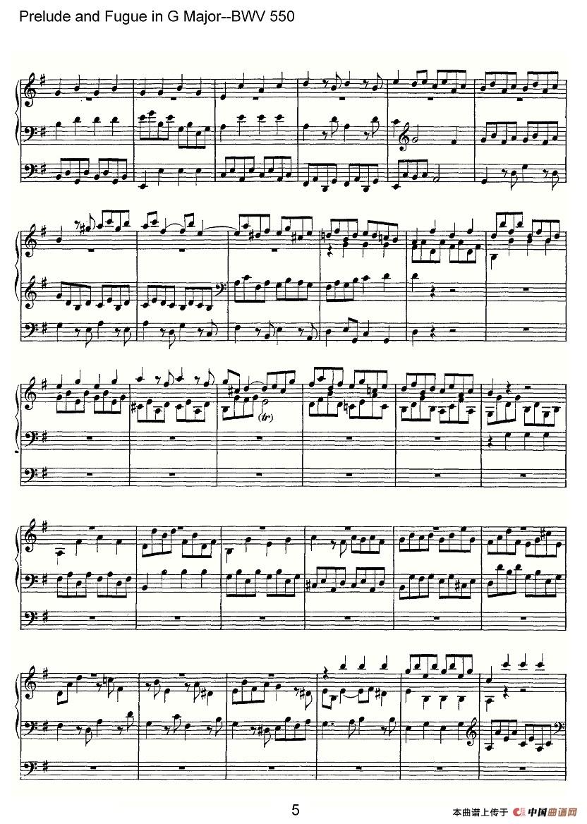 Prelude and Fugue in G Major--BWV 550(管风琴谱)(1)_原文件名:550-005.jpg