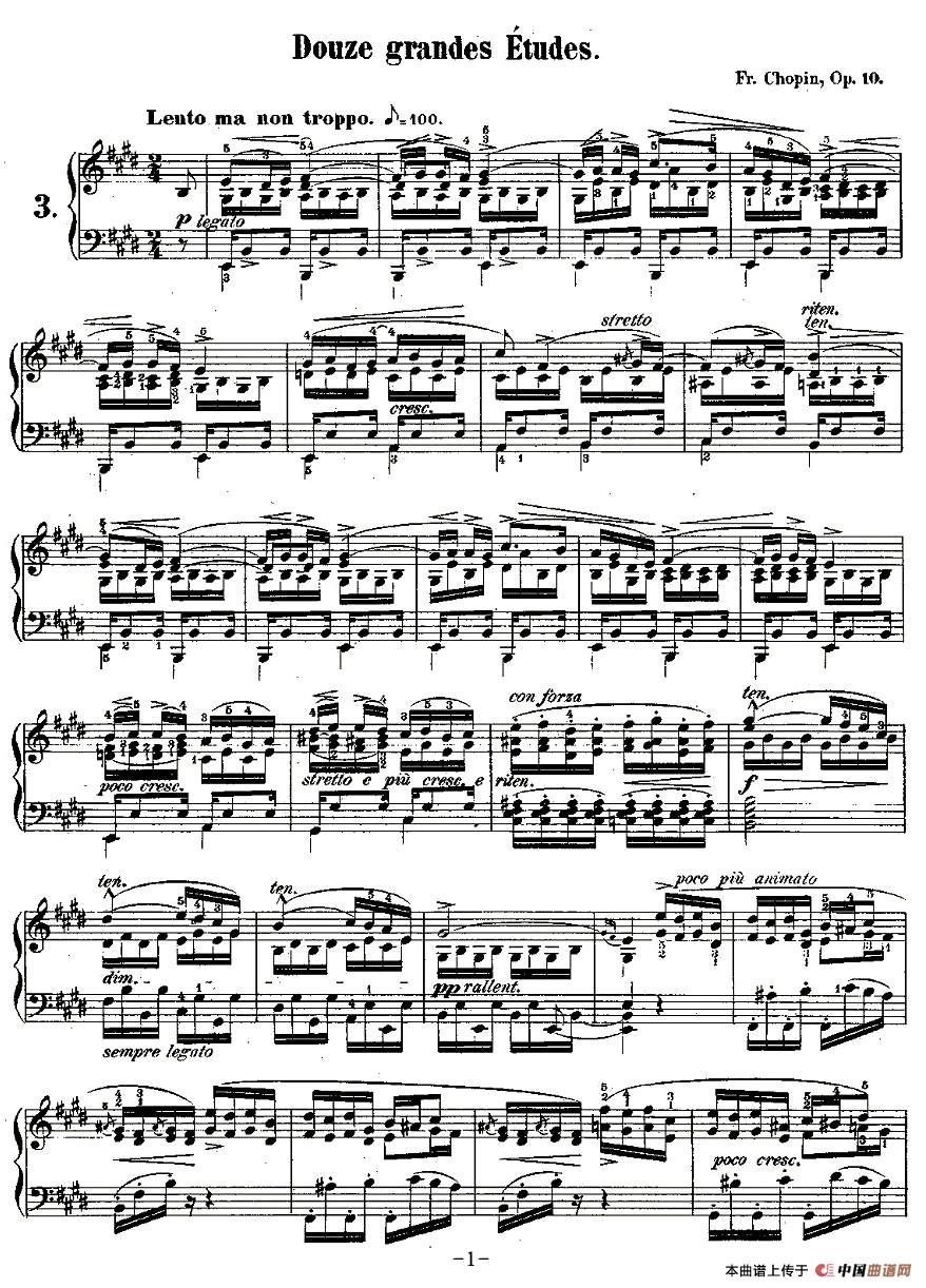 肖邦钢琴练习曲，Op.10之三(1)_原文件名：et10_3-001.jpg